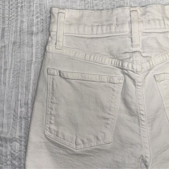 Madewell 24 White Cut Off Raw Fringe Hem Stretch Denim Shorts - Picture 10 of 14